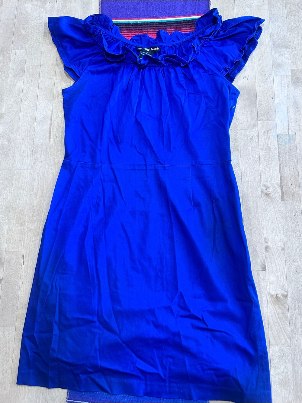 madison leigh Cobalt Blue Ruffle Neck Mini Dress